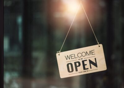welcome we are open please come in sign