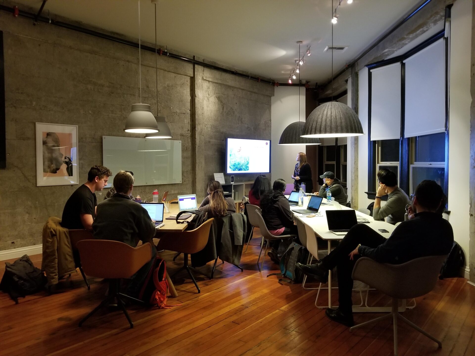 office room with chairs and desks